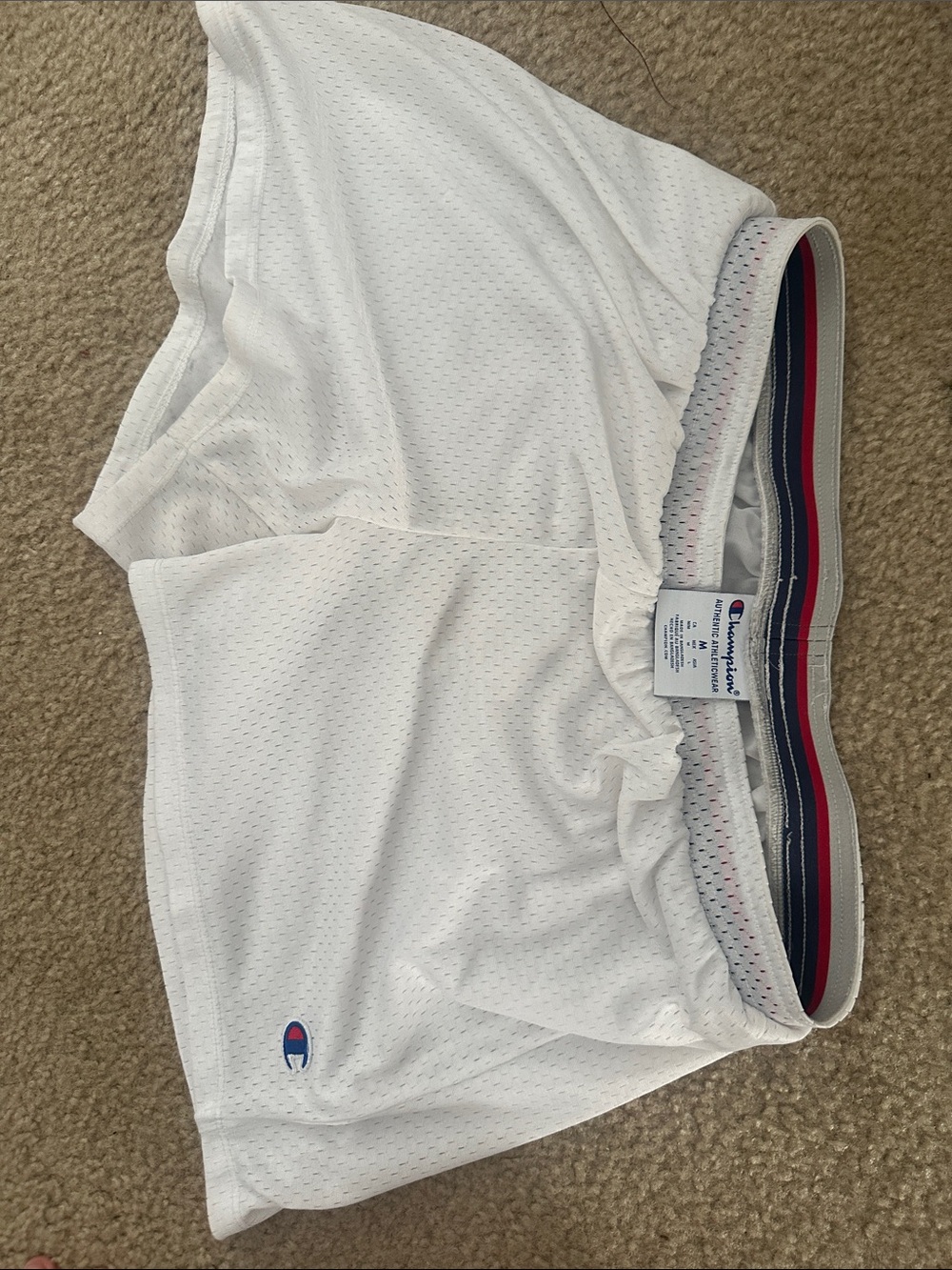 Champion White Mesh Athletic Shorts Size M